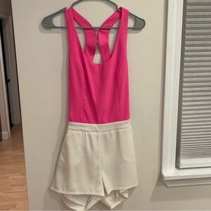 Pink and Cream Sleeveless Romper
